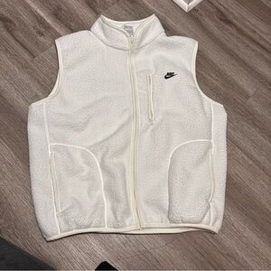 Nike White Oversized Fleece Vest